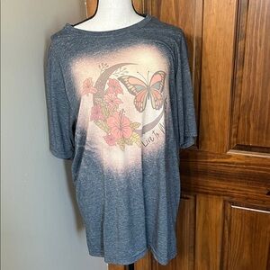 Next Level Apparel Charcoal Tee with Butterfly and Floral Design